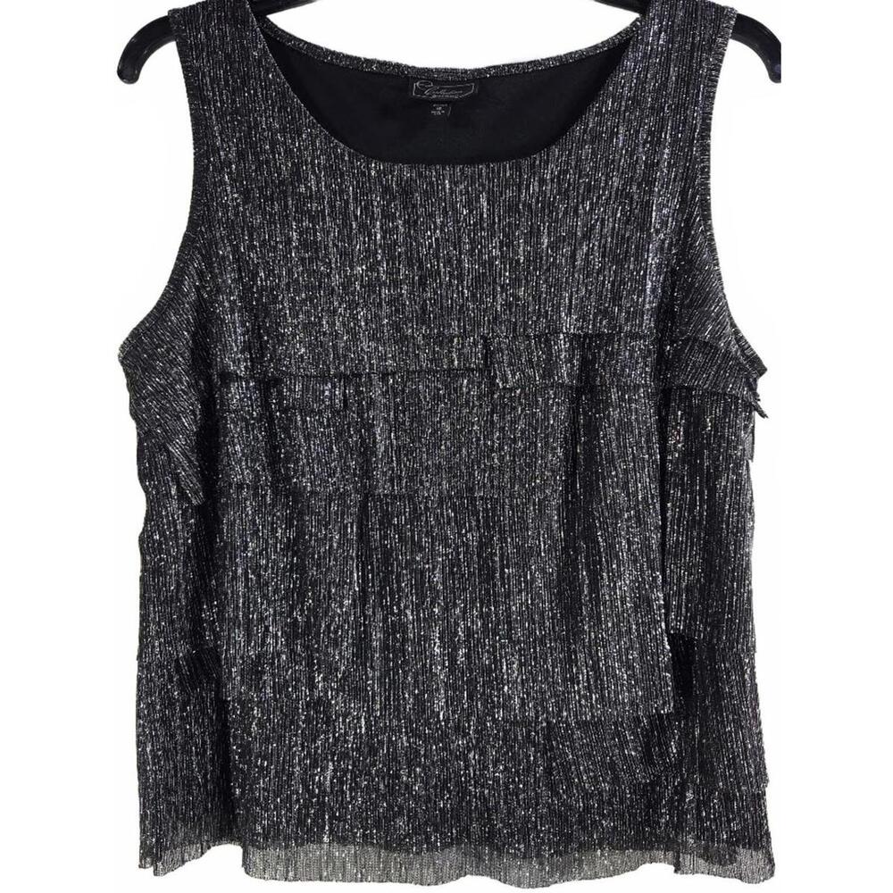 Dressbarn Collection Metallic Pleated Sleeveless Top Plus Size 16